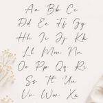 Aperçu d'une police cursive élégante sur un fond pastel