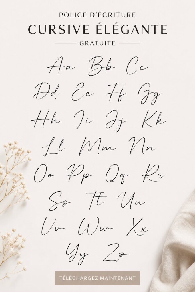 Aperçu d'une police cursive élégante sur un fond pastel