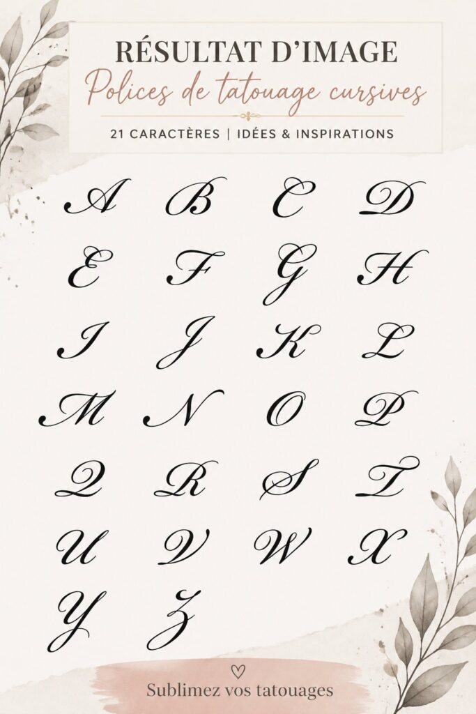 Sélection de polices de tatouage cursives élégantes