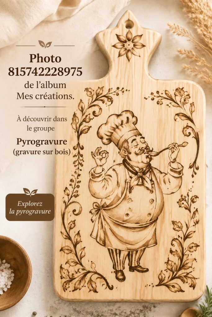 Femme pratiquant la pyrogravure sur un morceau de bois