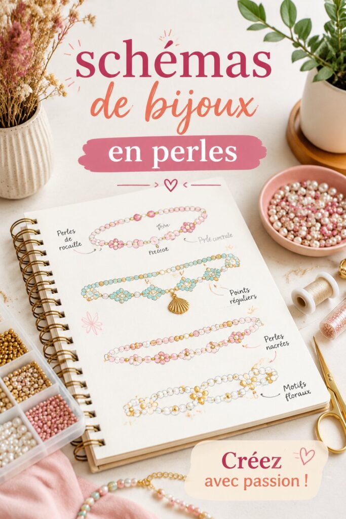 Femmes créant des bijoux en perles avec des schémas étalés devant elles.