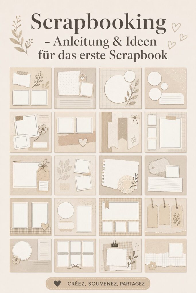 Capture d'écran d'un bel album de scrapbooking coloré, avec des photos et des embellissements.