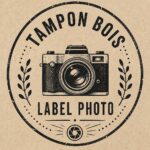 Tampon en bois personnalisé sur une carte de vœux