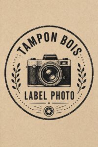 Tampon en bois personnalisé sur une carte de vœux