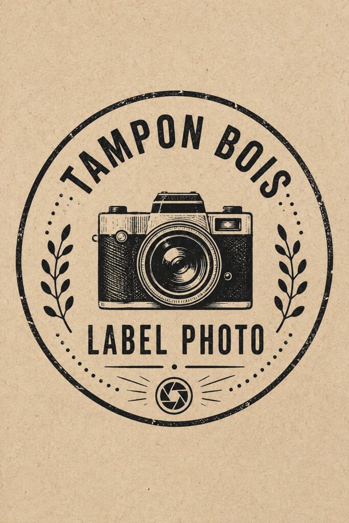 Tampon en bois personnalisé sur une carte de vœux