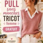 Tricotez un pull sans manches facile pour femme Pull sans manches en tricot porté par un mannequin, ambiance chaleureuse.