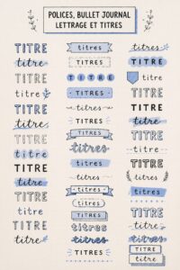Bullet journal avec des polices créatives affichant différentes mises en page