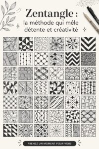 Femme détendue créant un dessin Zentangle sur une table