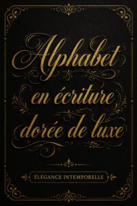 Alphabet en script doré sur fond blanc pour des créations élégantes