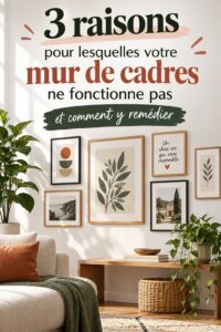 Une belle galerie murale avec des cadres variés et des œuvres d'art créatif, créant une ambiance chaleureuse.
