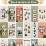 Un mur décoré avec des arrangements photos DIY chaleureux et créatifs.