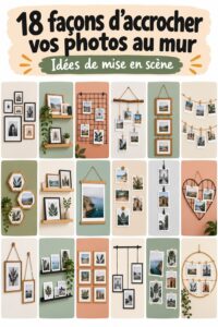 Un mur décoré avec des arrangements photos DIY chaleureux et créatifs.