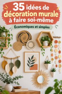 Un mur décoré avec des œuvres d'art mural DIY variées et colorées.