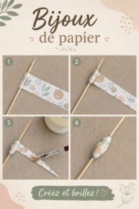 Collier coloré en papier fait main, illustrant l'art de la bijouterie en papier.