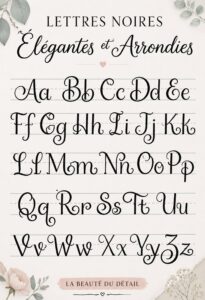 Belles lettres courbes délicates sur une carte décorative