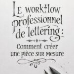 Une femme créant un lettrage professionnel personnalisé sur une feuille blanche.