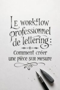Une femme créant un lettrage professionnel personnalisé sur une feuille blanche.