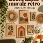 Un mur décoré avec des cadres vintage, illustrant la tendance du décor mural vintage.