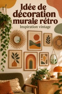 Un mur décoré avec des cadres vintage, illustrant la tendance du décor mural vintage.