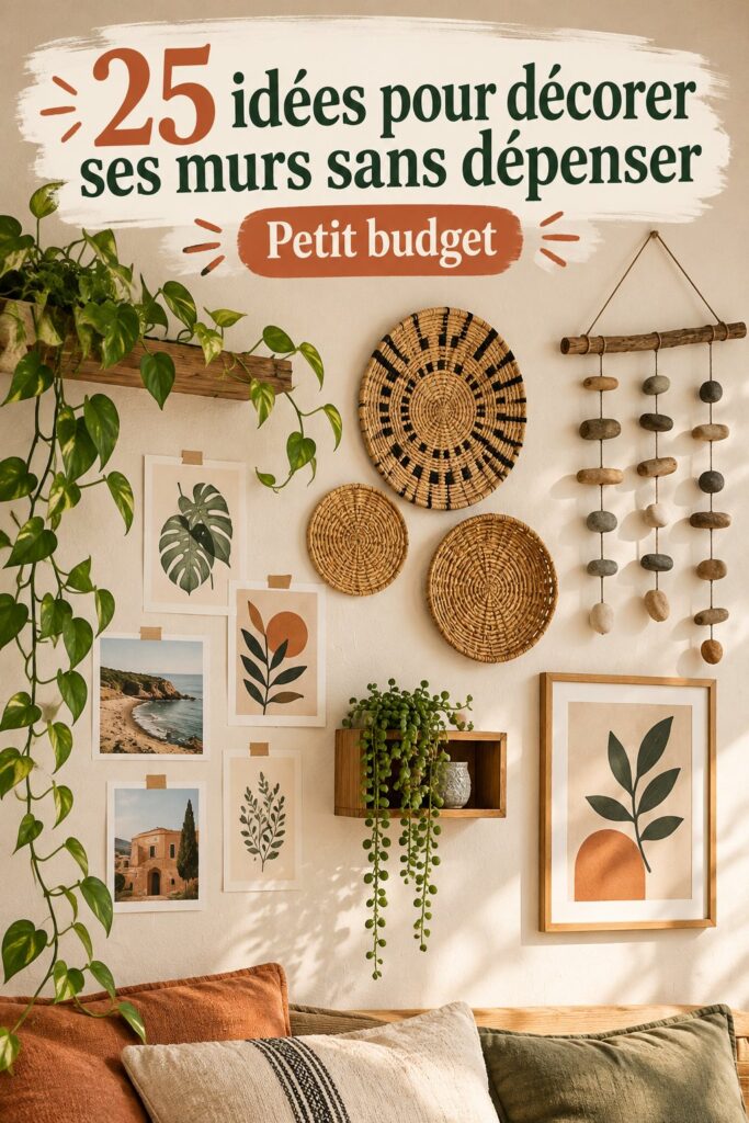 Décoration murale économique et créative avec des objets faits maison.