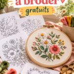 Dessin à broder gratuit représentant un motif floral coloré