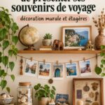 Un collage esthétique de souvenirs de voyage sur un mur