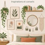 Une chambre décorée avec de l'art mural personnalisé et chaleureux.