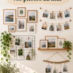 Mur avec des photos accrochées de manière créative et originale