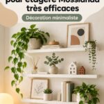 Étagères Mosslanda décorées avec des accessoires colorés dans un intérieur géométrique.