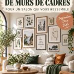 Une magnifique galerie murale avec des œuvres variées dans un salon contemporain.