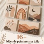 Toile peinte à la main avec des motifs colorés et abstraits.