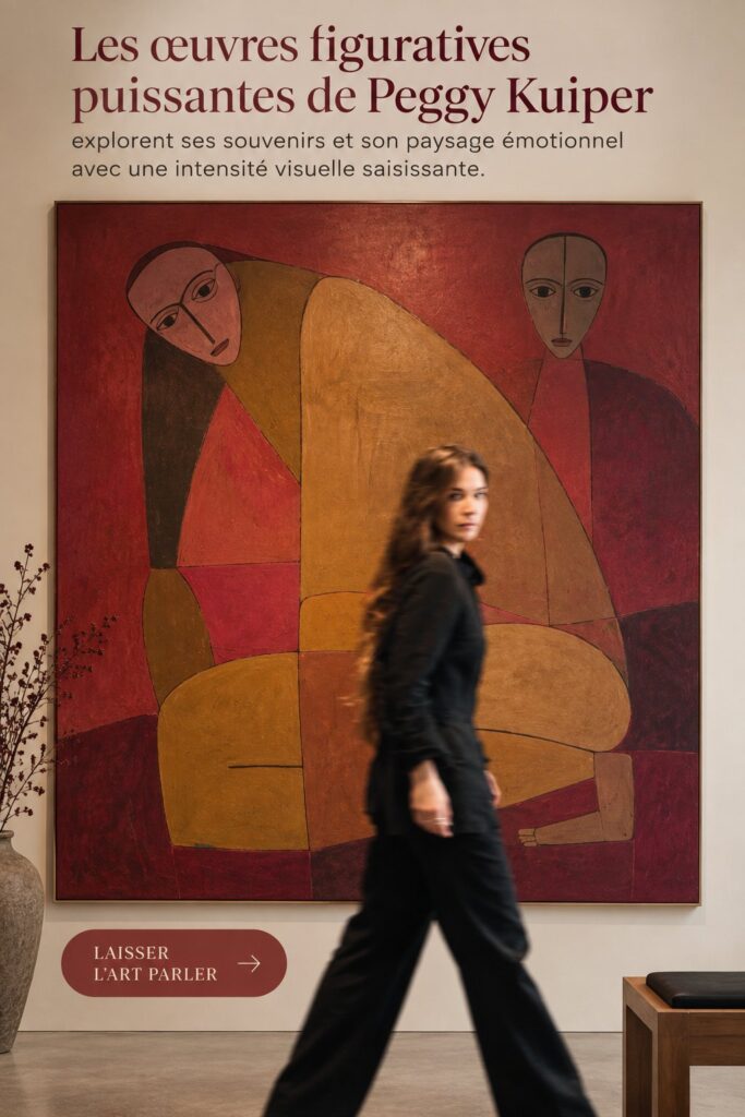 Une œuvre figurative de Peggy Kuiper illustrant des émotions intenses à travers des couleurs vibrantes.