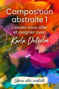 Peinture abstraite colorée réalisée par une femme, mettant en avant la créativité.