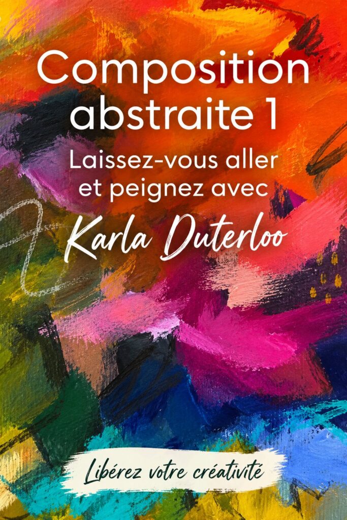 Peinture abstraite colorée réalisée par une femme, mettant en avant la créativité.