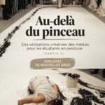 Artiste utilisant des techniques de peinture innovantes avec divers médias.