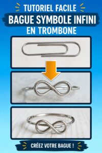 Anneau en symbole de l'infini fait main avec un clip en métal